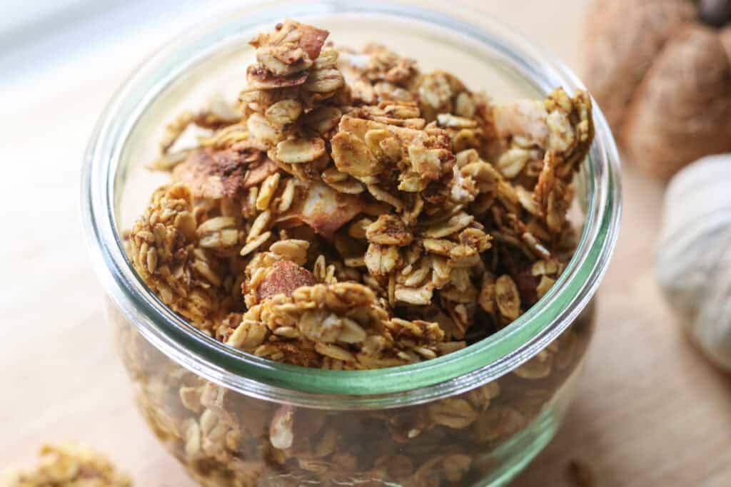 Crunchy Maple Pumpkin Spice Granola with pecans and coconut