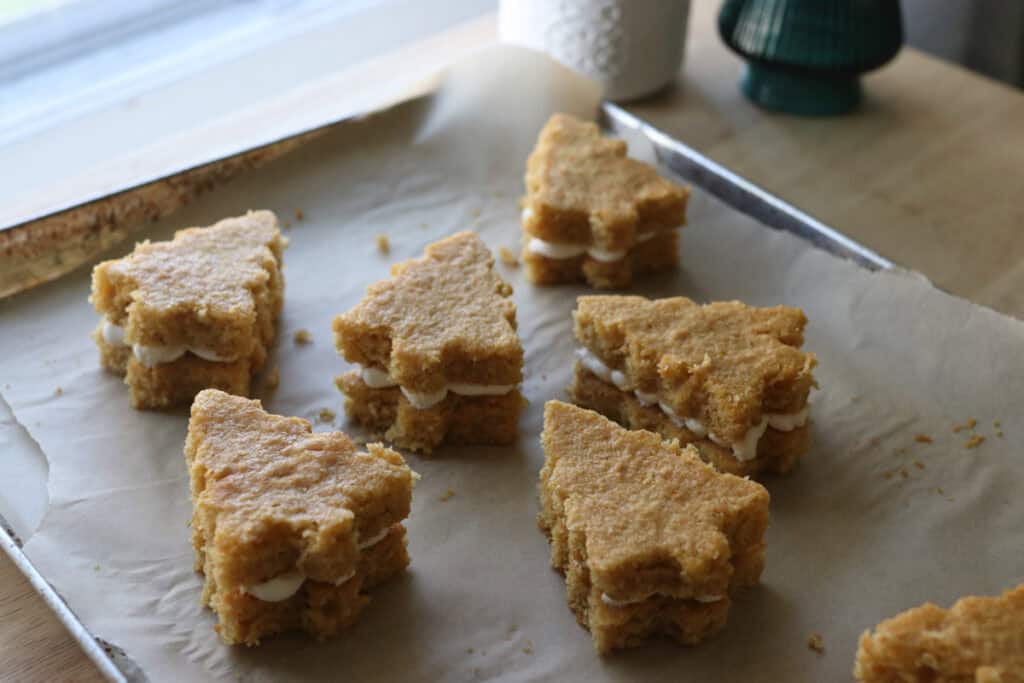 Fresh Milled Little Debbie Christmas Tree Cakes that have icing between them 