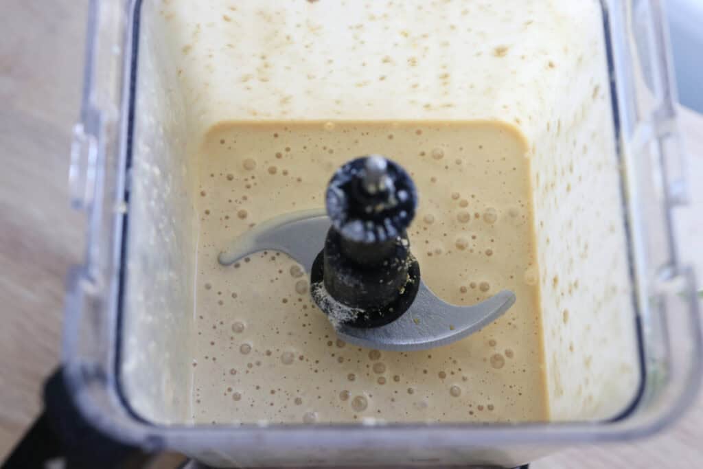 Freshly Milled Healthy High Protein Waffle batter that has been blended smooth