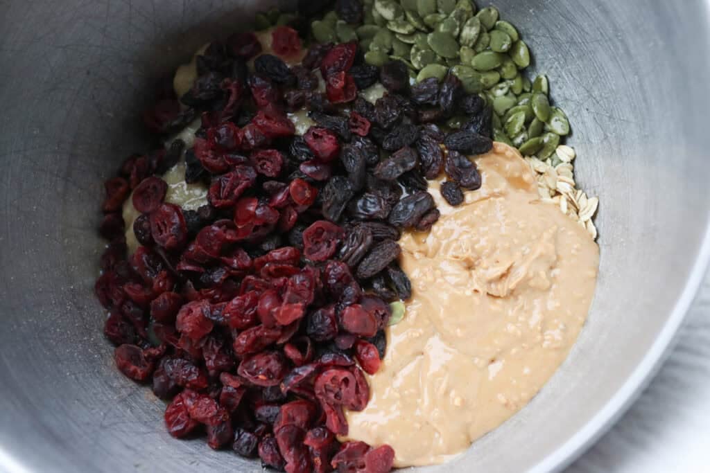 all of the ingredients in a mixing bowl for Easy and Healthy Breakfast Oatmeal Cookie