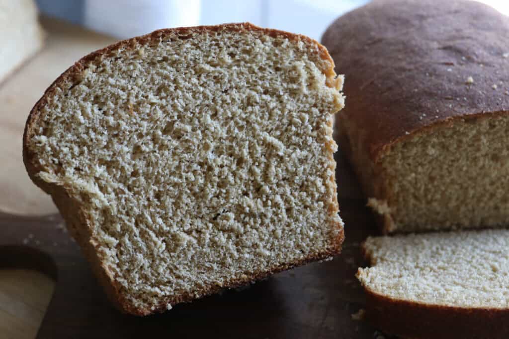 half a loaf of fresh milled bread using the tangzhong method