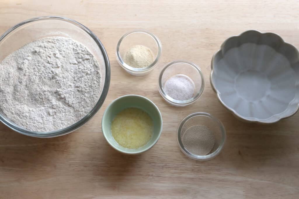 ingredients to make freshly milled soup bread bowls