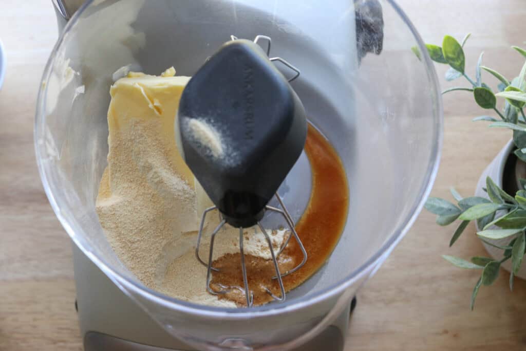 butter and sugar in a mixing bowl to make Freshly Milled Slice and Bake Chocolate Chunk Cookies