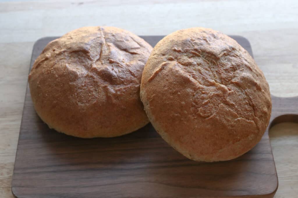 freshly milled soup bread bowls that have been baked to golden brown 