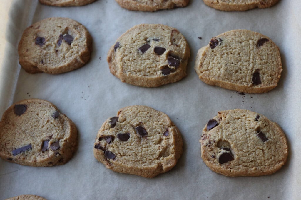 Freshly Milled Slice and Bake Chocolate Chunk Cookies that have been baked 