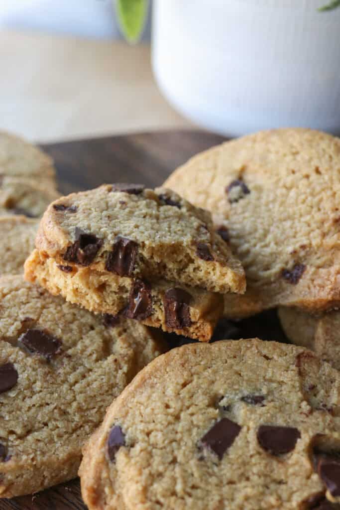 Freshly Milled Slice and Bake Chocolate Chunk Cookies that have been baked golden 