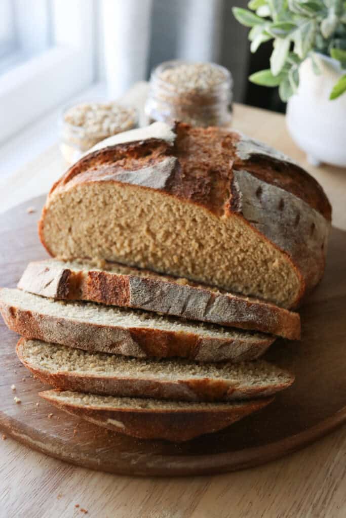 the best fresh milled artisan loaf sliced into pieces