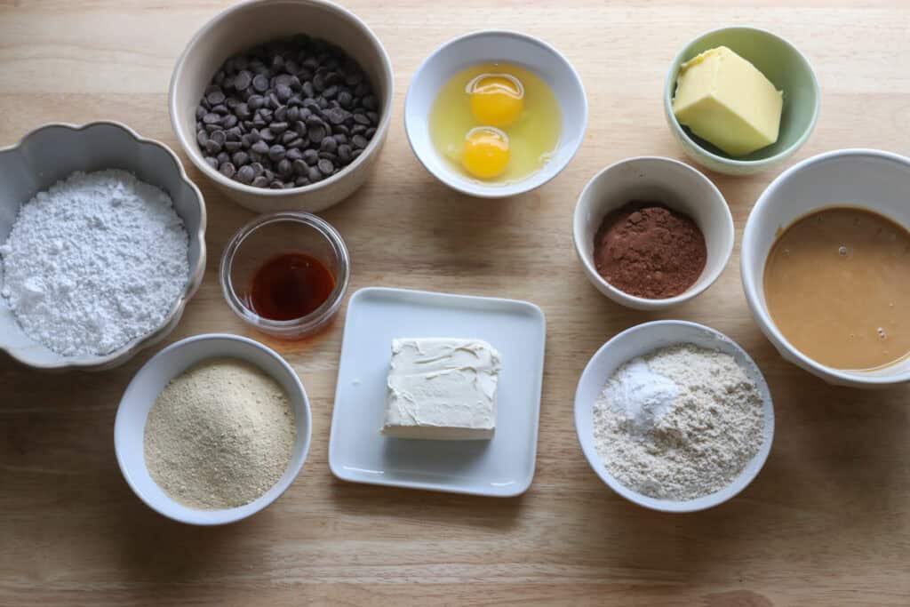 ingredients to make fresh milled buckeye brownie cookies