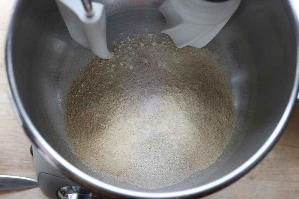 flour and salt in a mixing bowl to make fresh milled flaky buttery croissants
