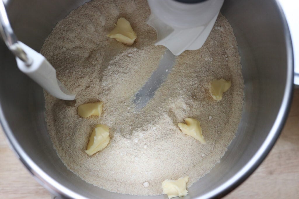 butter added to flour to make fresh milled flaky buttery croissants