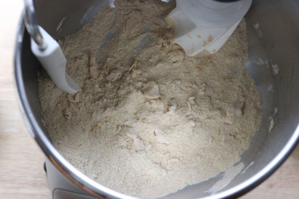 butter that has been cut into the flour to make fresh milled flaky buttery croissants