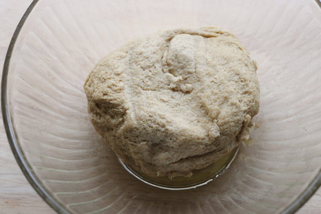 the dough for fresh milled flaky buttery croissants in a mixing bowl