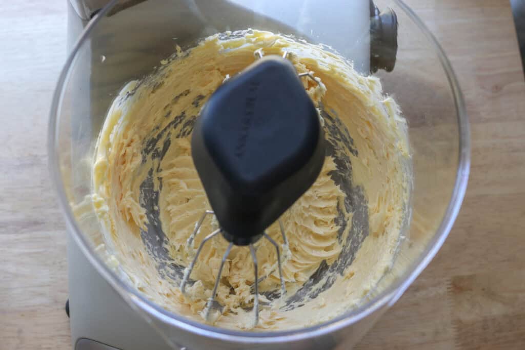 butter and sugar creamed together to make Freshly Milled Slice and Bake Valentine's Cookies