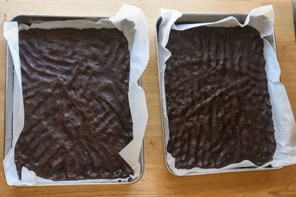 fresh milled ice cream sandwich dough pressed into two pans