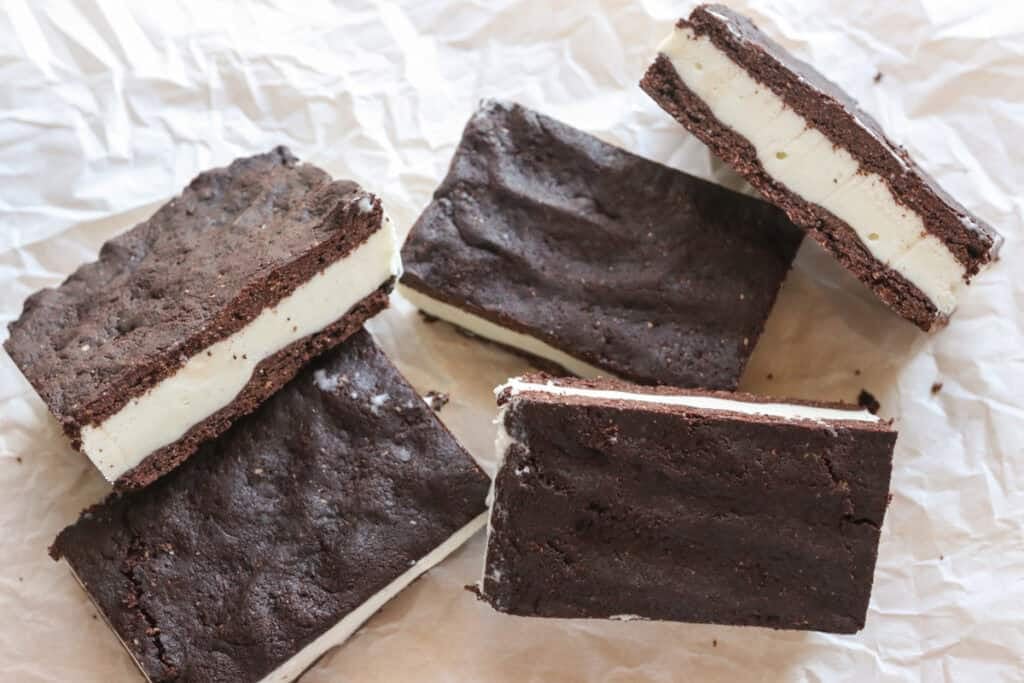 Homemade Ice Cream Sandwiches with Fresh Milled Flour and creamy vanilla ice cream