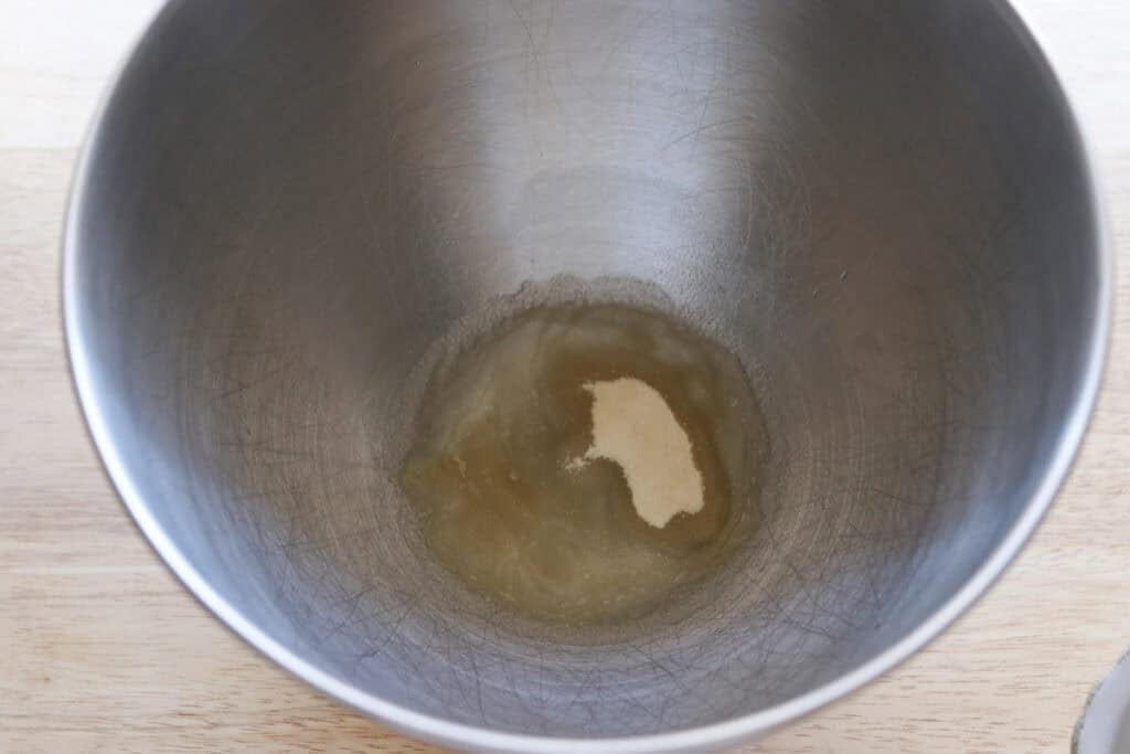 gelatin and water in a mixing bowl to make homemade marshmallow fluff