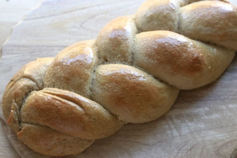 Braided Challah Bread Made with Freshly Milled Flour