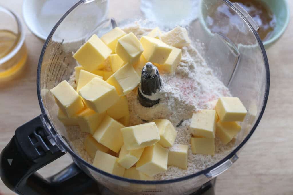 butter and flour in a food processor to make the dough for freshly milled homemade wild berry pop-tarts