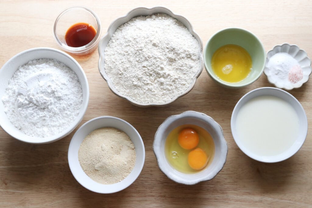 ingredients to make Homemade Baked Spring Donuts with Fresh Milled Flour