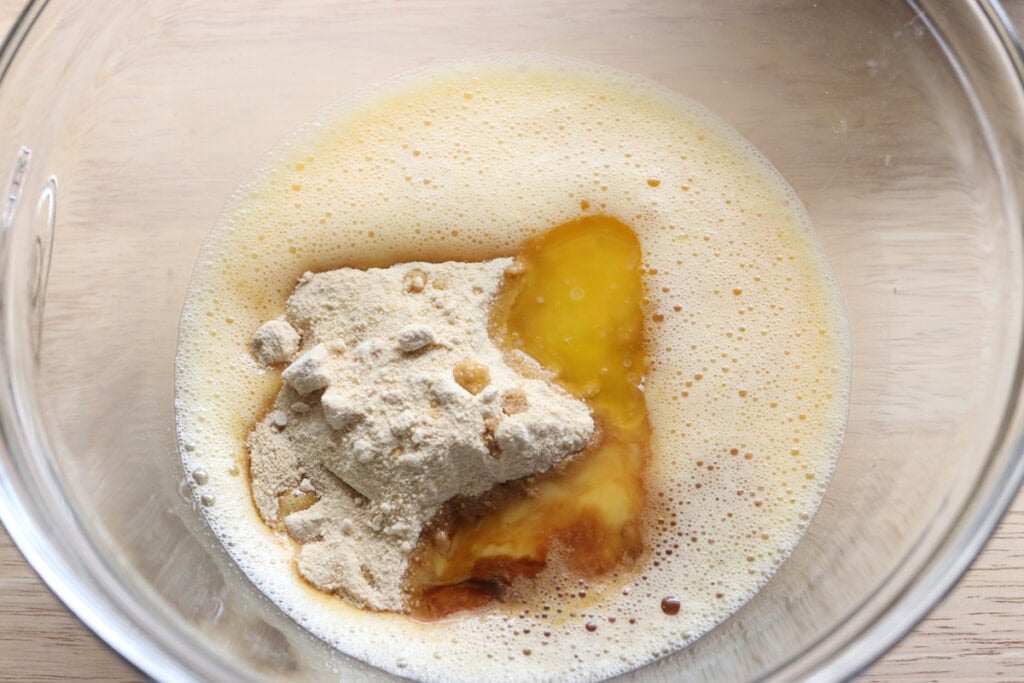 sugar and butter in a bowl to make Homemade Baked Spring Donuts with Fresh Milled Flour