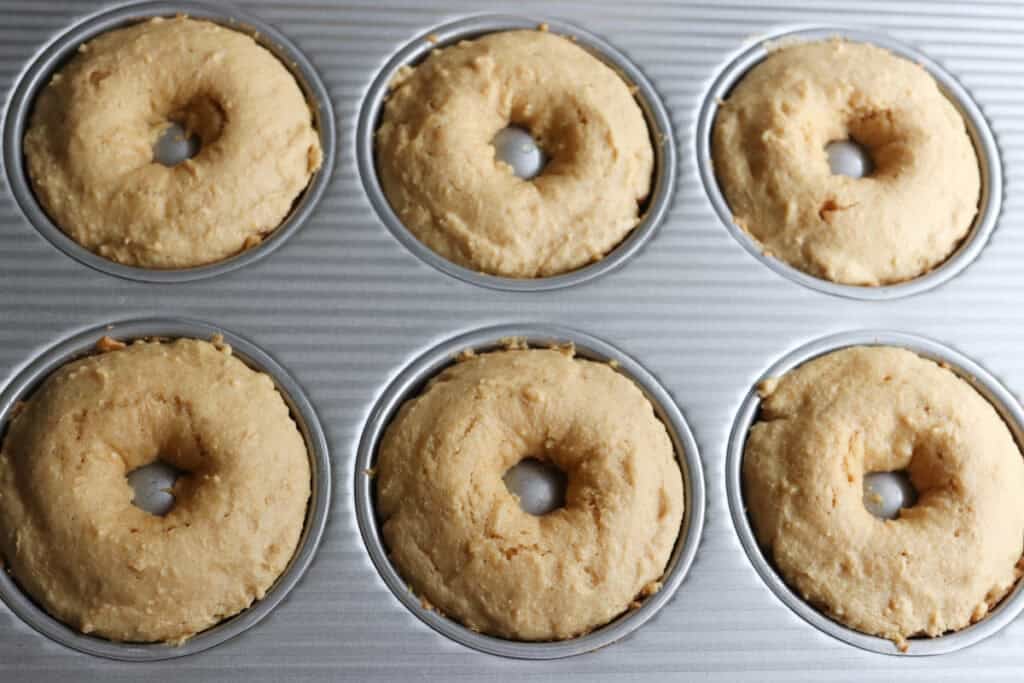 Homemade Baked Spring Donuts with Fresh Milled Flour in a donut pan that have been baked