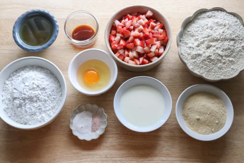 ingredients to make Freshly milled glazed strawberry bread
