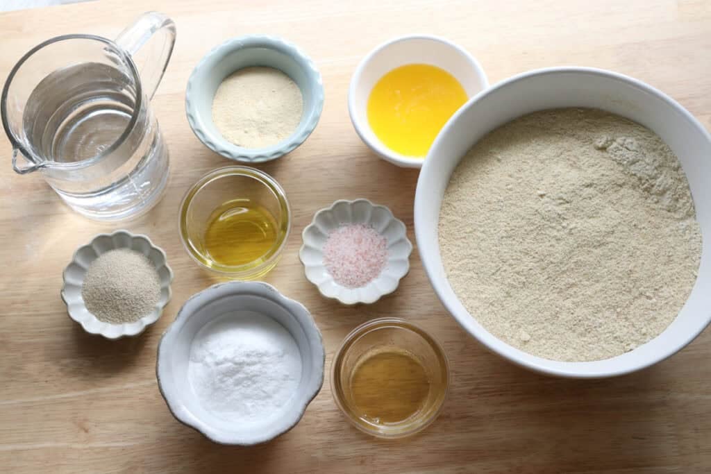 ingredients to make Fresh Milled Soft Pretzel Bites with Cheese Dip