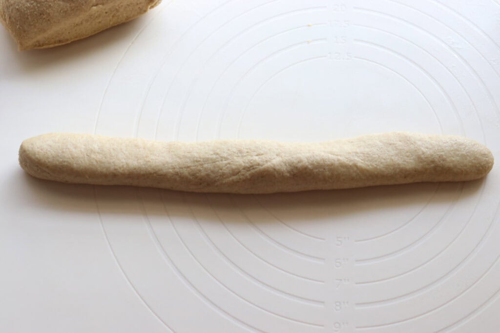 Fresh Milled Soft Pretzel Bite dough that has been rolled into a log