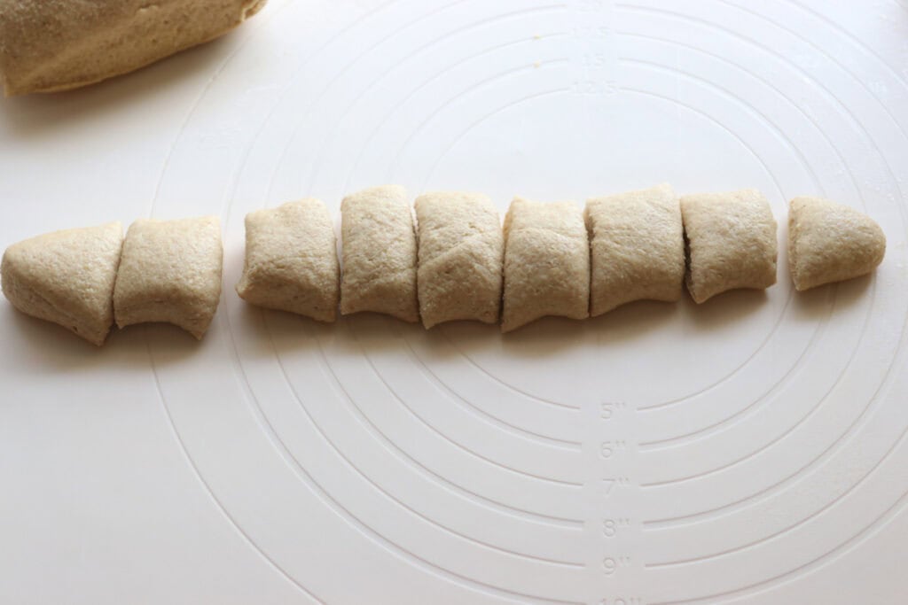 Fresh Milled Soft Pretzel dough cut into bite-sized pieces