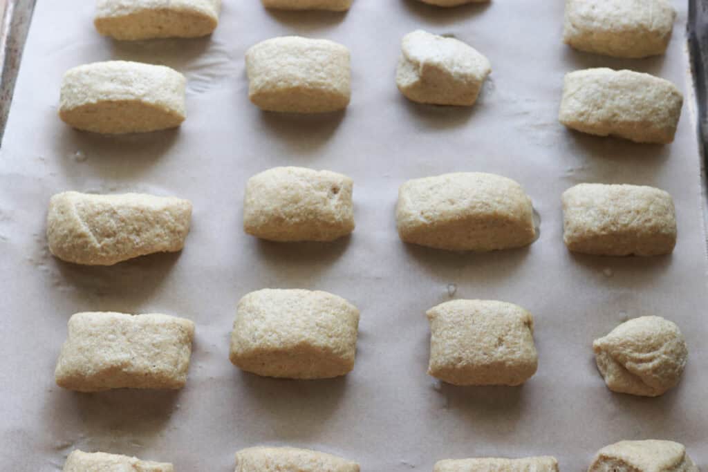 Fresh Milled Soft Pretzel Bites on a baking sheet 