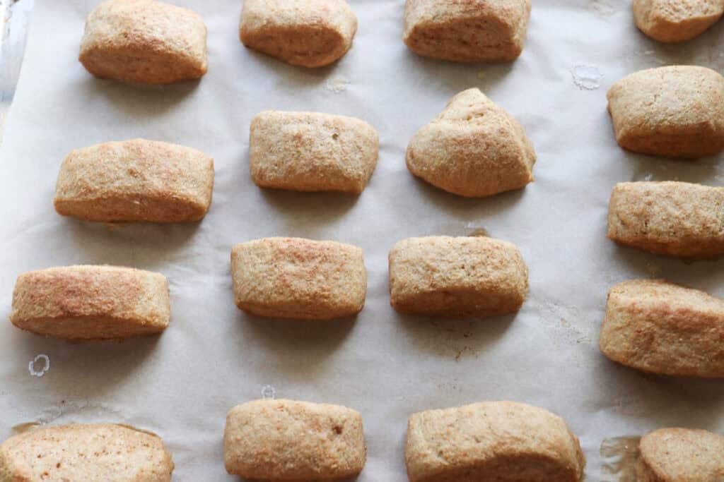 Fresh Milled Soft Pretzel Bites that have been baked on a sheet pan