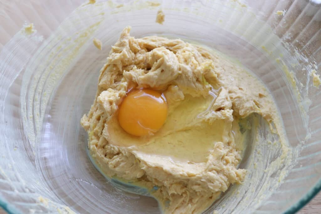 egg added to the batter for Fresh milled glazed lemon cookies