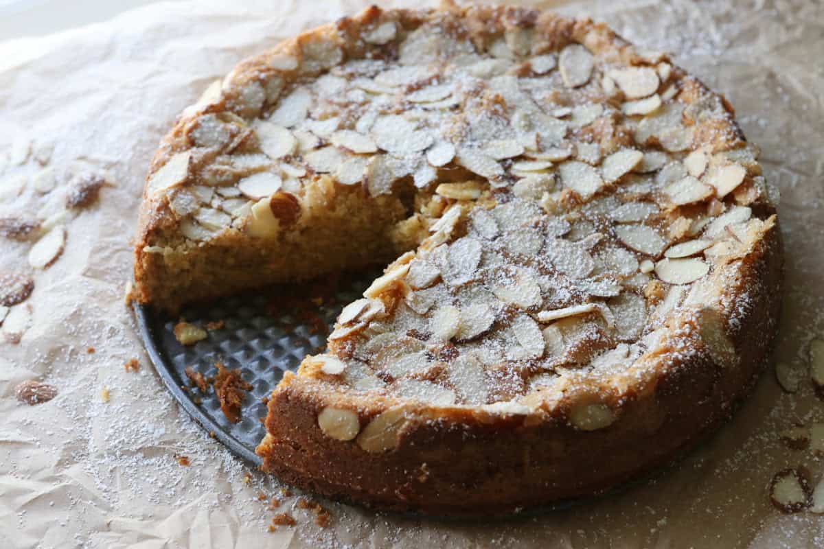 Almond Croissant Cake Made with Fresh Milled Flour