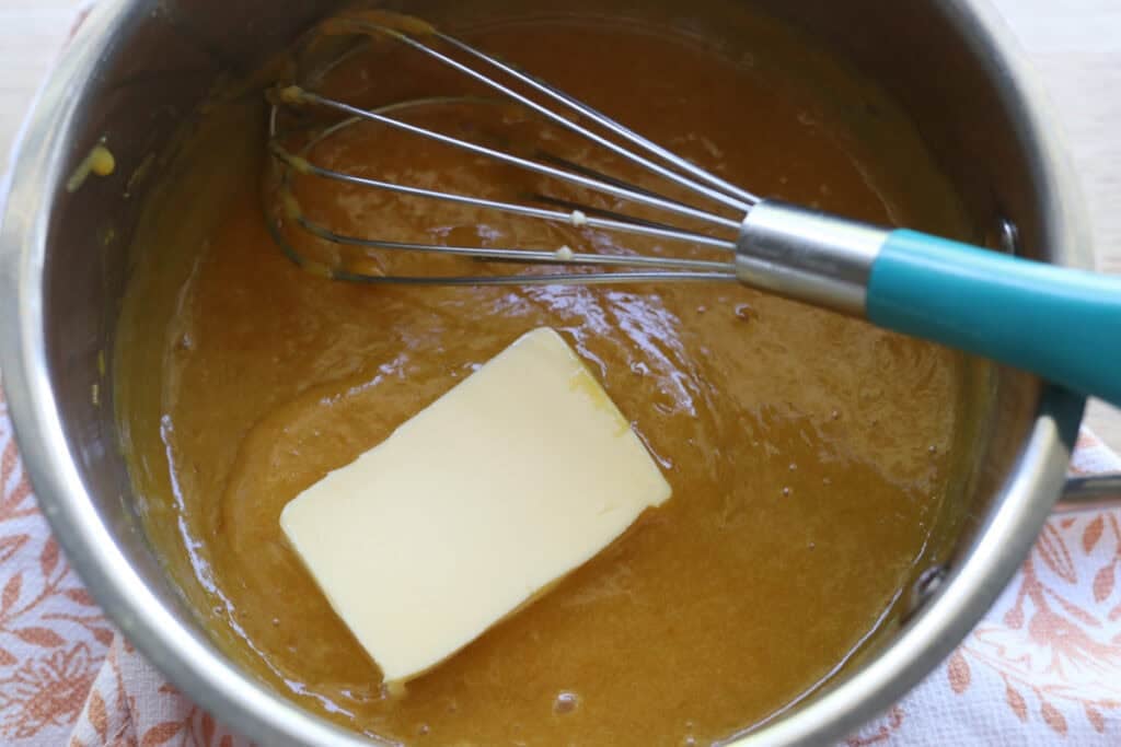 butter added to the lemon curd for freshly milled lemon poppyseed rolls