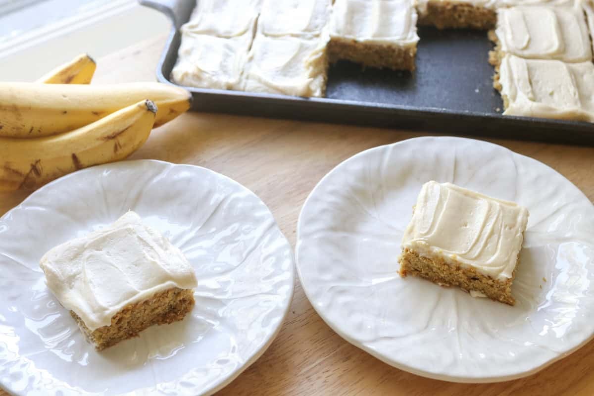 Frosted Banana Bars Made with Freshly Milled Flour