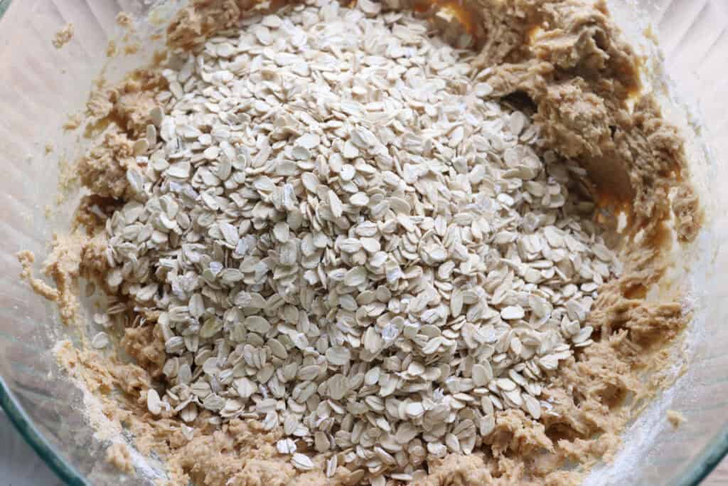 oats added to the dough for freshly milled blueberry cheesecake oatmeal cream pies