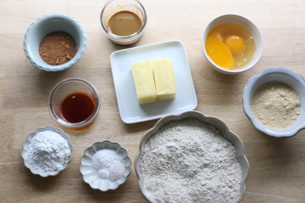 ingredients to make freshly milled tiramisu cookies