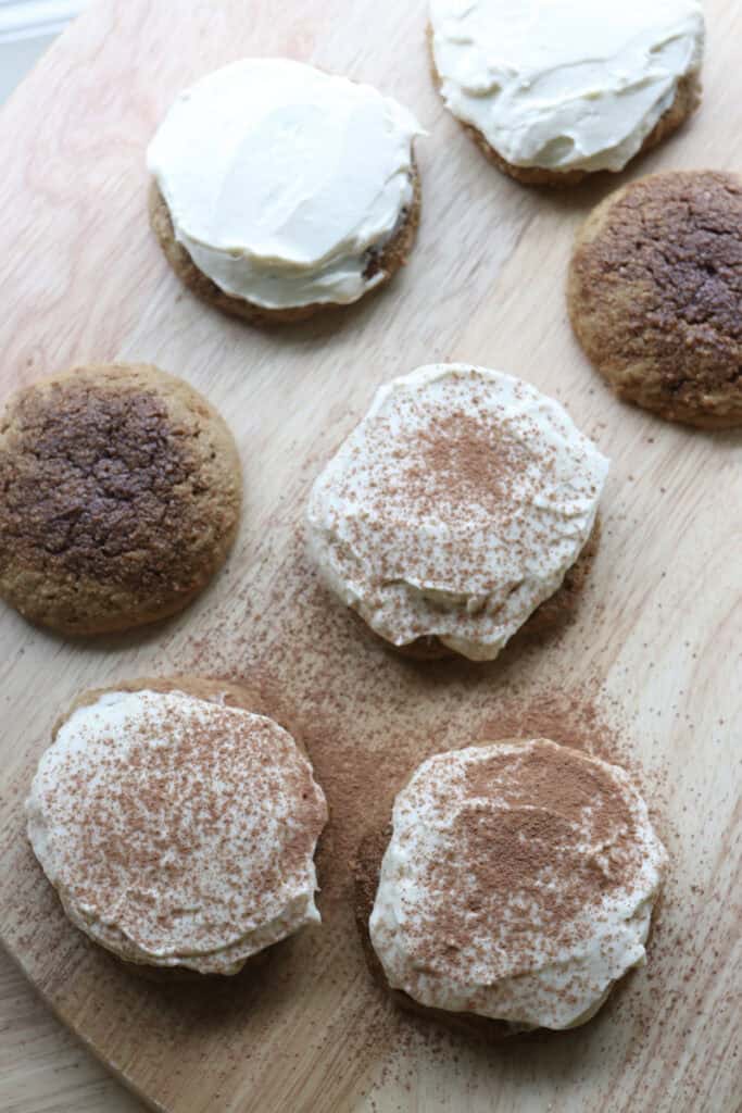 Freshly milled tiramisu cookies on a wooden board